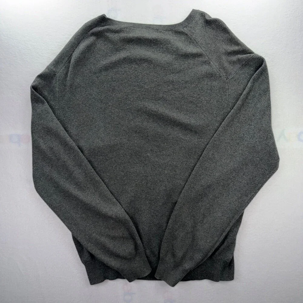 Polo Ralph Lauren Mens L Gray V Neck Sweater Knit Mem Pima Cotton Pullover vtg